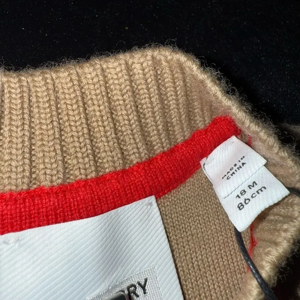 Brand new with tags  Burberry Tan Zip-Up Sweater size 18 months
